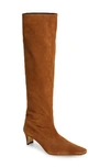 Staud Wally Knee High Boot In Tan Suede