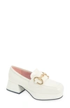 Jeffrey Campbell Student Platform Loafer In White Patent Gold