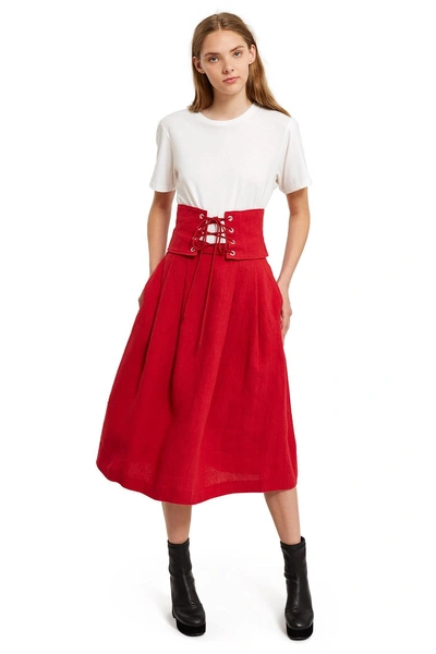 Opening Ceremony Linen Corset Skirt - Red