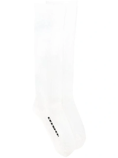 Rick Owens Drkshdw Graphic Long Socks In White
