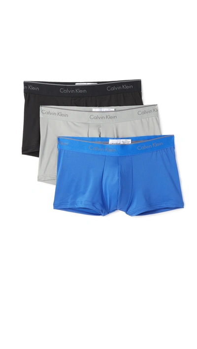Calvin Klein Underwear 3 Pack Microfiber Low Rise Trunks In Multi