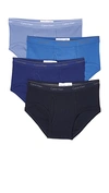 Calvin Klein Underwear 4 Pack Cotton Classic Briefs In Blue Assorted