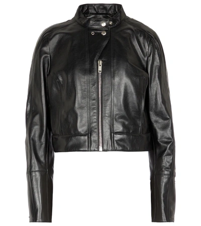 Givenchy Woman Short Jacket In Black Leather With 4g Motif In Nero