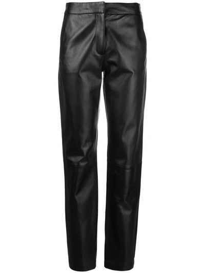 Federica Tosi Straight-leg Leather Trousers In Black