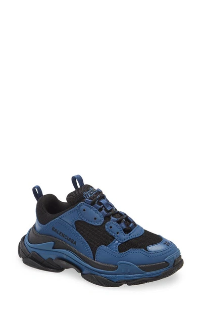 Balenciaga Kid's Triple S Two-tone Chunky Sneakers, Toddler/kids In Navy