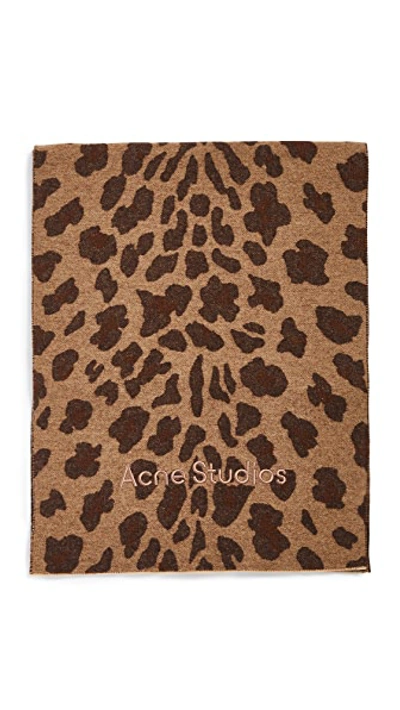 Acne Studios Varda Animal Print Scarf In Camel Brown