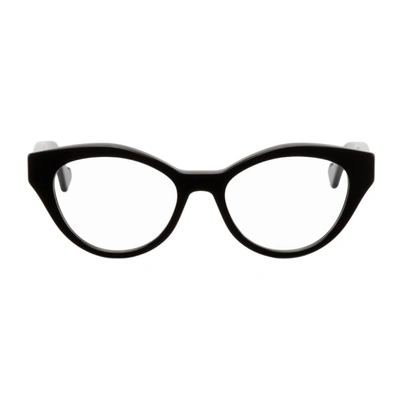 Gucci Black Oval Gg Glasses In 001 Black