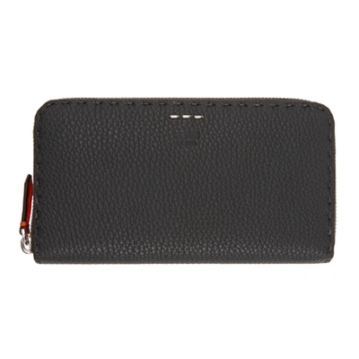 Fendi Grey & Orange Zip-around Wallet In F05ic Aspha