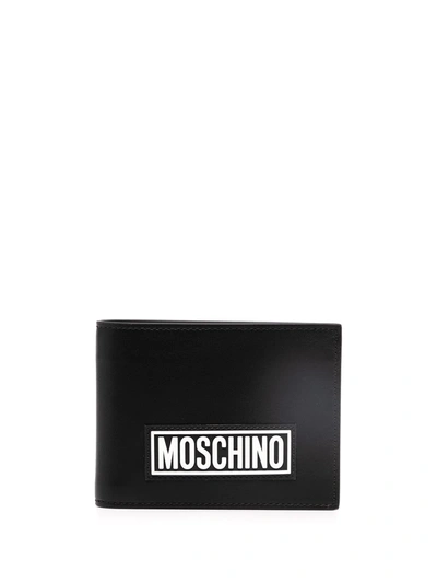 Moschino Black Logo Patch Bifold Wallet In A1555 Black