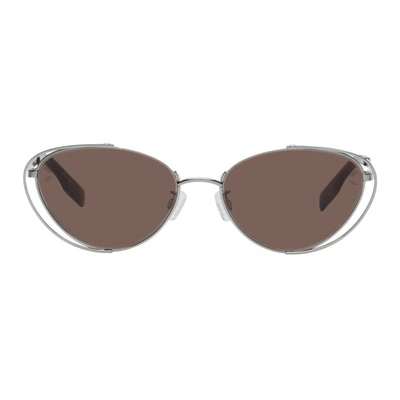 Mcq By Alexander Mcqueen Silver Metal Cat-eye Sunglasses In 002 Silver