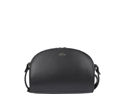 Apc Mini Demi-lune Leather Crossbody Bag In Black