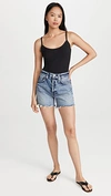 Leset Pointelle Knit Tank Top And Shorts Set In Black