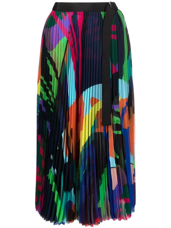 Sacai All-over Print Pleated Skirt In Multi | ModeSens