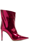 Alexandre Vauthier High Heels Ankle Boots In Bordeaux Leather In Zemekis Porpora