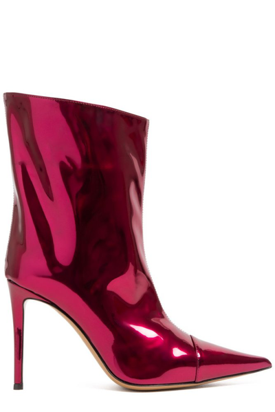 Alexandre Vauthier High Heels Ankle Boots In Bordeaux Leather
