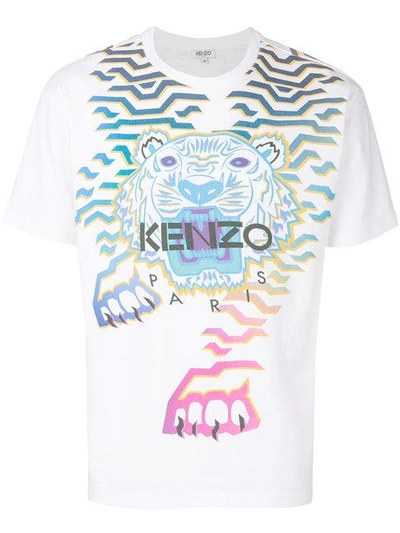Kenzo Rainbow Geo Tiger Graphic T-shirt In 01 White ModeSens