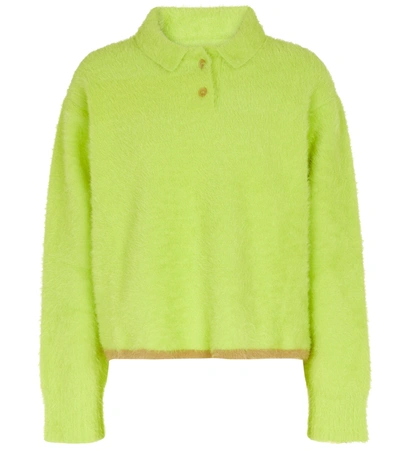 Jacquemus Polo Neve Kiwi Green Jumper In Yellow