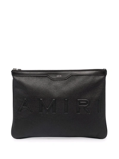 Amiri Debossed-logo Clutch Bag In Black