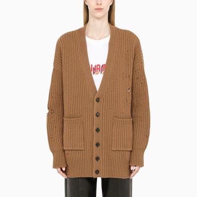Dsquared2 Brown Long Cardigan Pullover In Beige