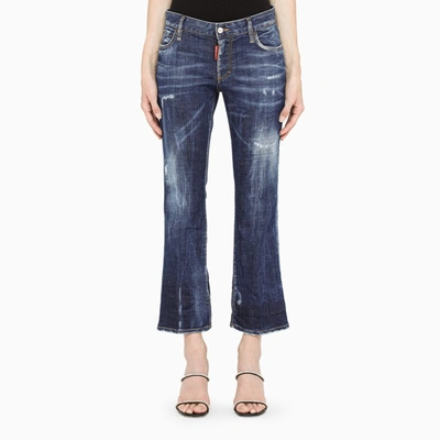Dsquared2 Worn Effect Blue Flared Trousers