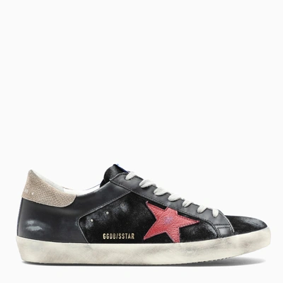 Golden Goose Black Red And Beige Superstar Low Trainers