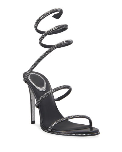 René Caovilla Crystal-embellished Strap-detail Sandals In Dk Gray
