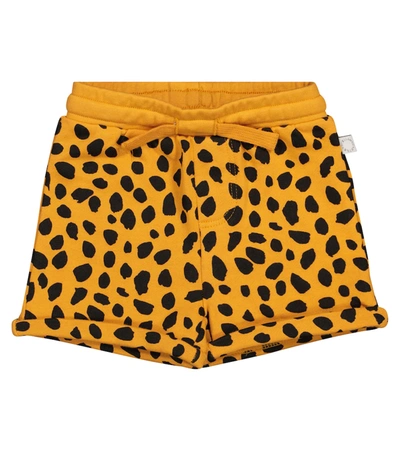 Stella Mccartney Babies' Cheetah Dots-print Fleece Shorts In Orange