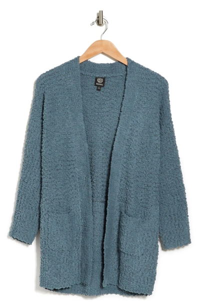 Bobeau Open Front Patch Pocket Popcorn Cardigan In Lt. Peacock ModeSens