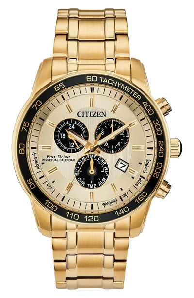 Citizen Brycen Eco-drive Chronograph Bracelet Watch, 44mm In Gold-tone