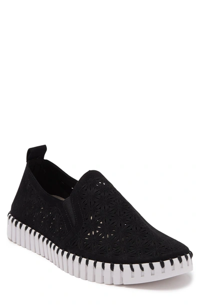 Ilse Jacobsen Tulip Laser-cut Slip-on Sneaker In Black