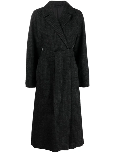 Filippa K Check-pattern Long-length Coat In Grey
