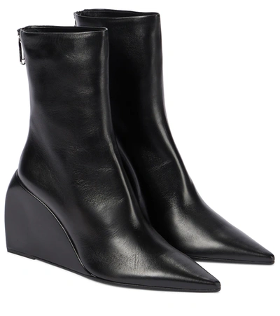 Off-white Dolls Leather Wedge Boot In Black