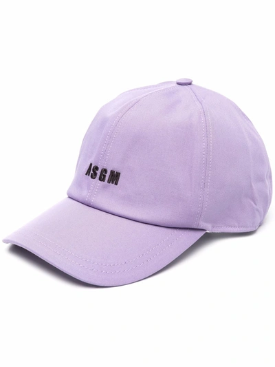 Msgm Logo刺绣棒球帽 In Purple,black