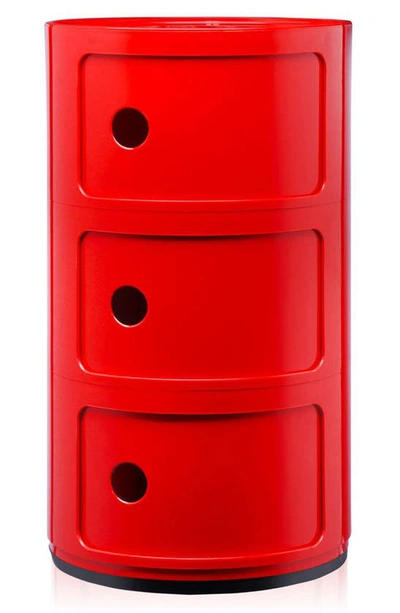 Kartell Componibili 3-door Storage Cabinet In Red