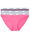 Calvin Klein Women's Carousel Cotton 3-pack Bikini Underwear Qd3588 In Feeder Stripe Plum Berry/grey Heather/pink Smoothie