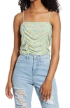 Bp. Ruched Crop Camisole In Blue Multi Maisey Ditsy