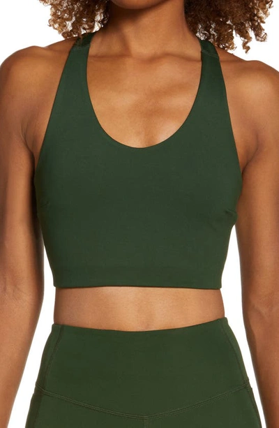 Zella Restore Soft Lounge Longline Bra In Green Mountain