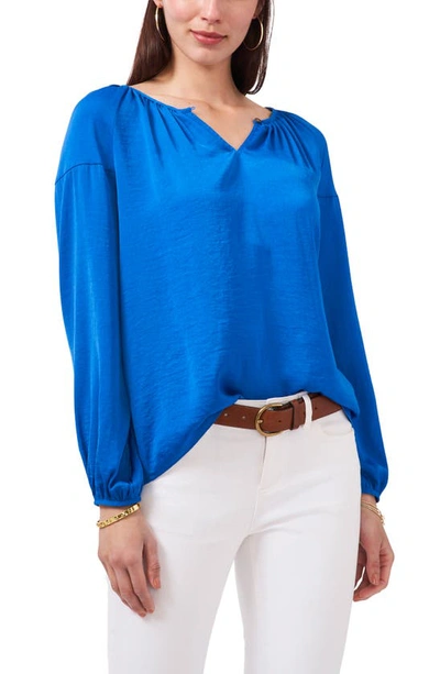 Vince Camuto Keyhole Peasant Blouse In Santorini Blue