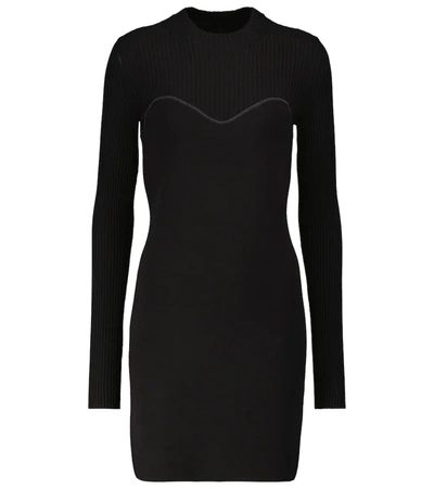 Moncler Long Sleeve Knit Minidress In Black