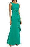 Eliza J Sleeveless Side Tuck Gown In Green