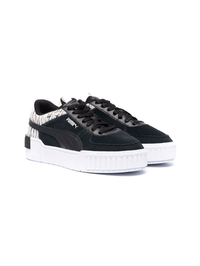 Puma Kids' Cali Sport Roar Lace-up Leather Trainers In Black,white