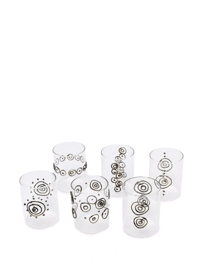 10 Corso Como Graphic-print Set Of Glasses In Weiss