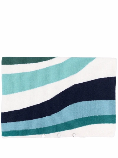 Ami Amalia Striped Colour-block Blanket In Blau