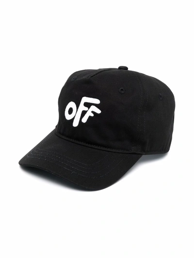 Off-white Kids' Embroidered-logo Baseball Cap In Black