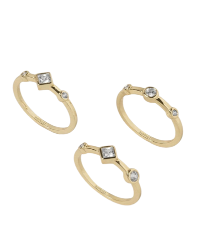 Bonheur Jewelry Bridgette Crystal Multi Bezel Stackable Rings Set 3 Pieces In Gold