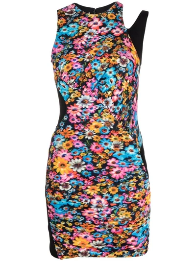 Stella Mccartney + Net Sustain Melissa Ruched Floral-print Stretch-jersey Mini Dress In Multicolour Pink