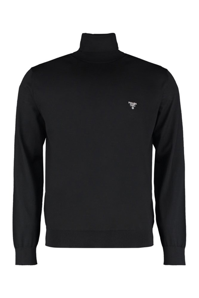 Prada Men's Polo Neck Turtleneck Jumper Sweater In Black