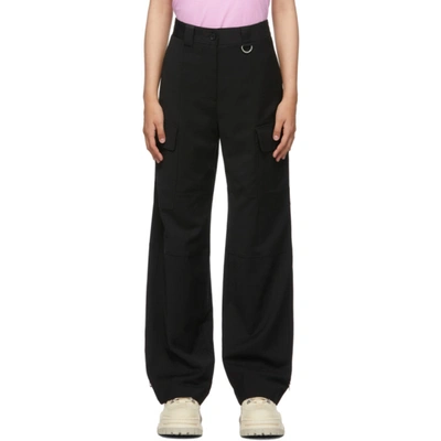 Msgm Black Loose-fit Cargo Trousers In 99 Black