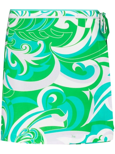 Emilio Pucci Albizia Pattern Mini Wrap Skirt In Grün