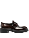 Prada Leather Triangle Logo Loafers In Cordovan